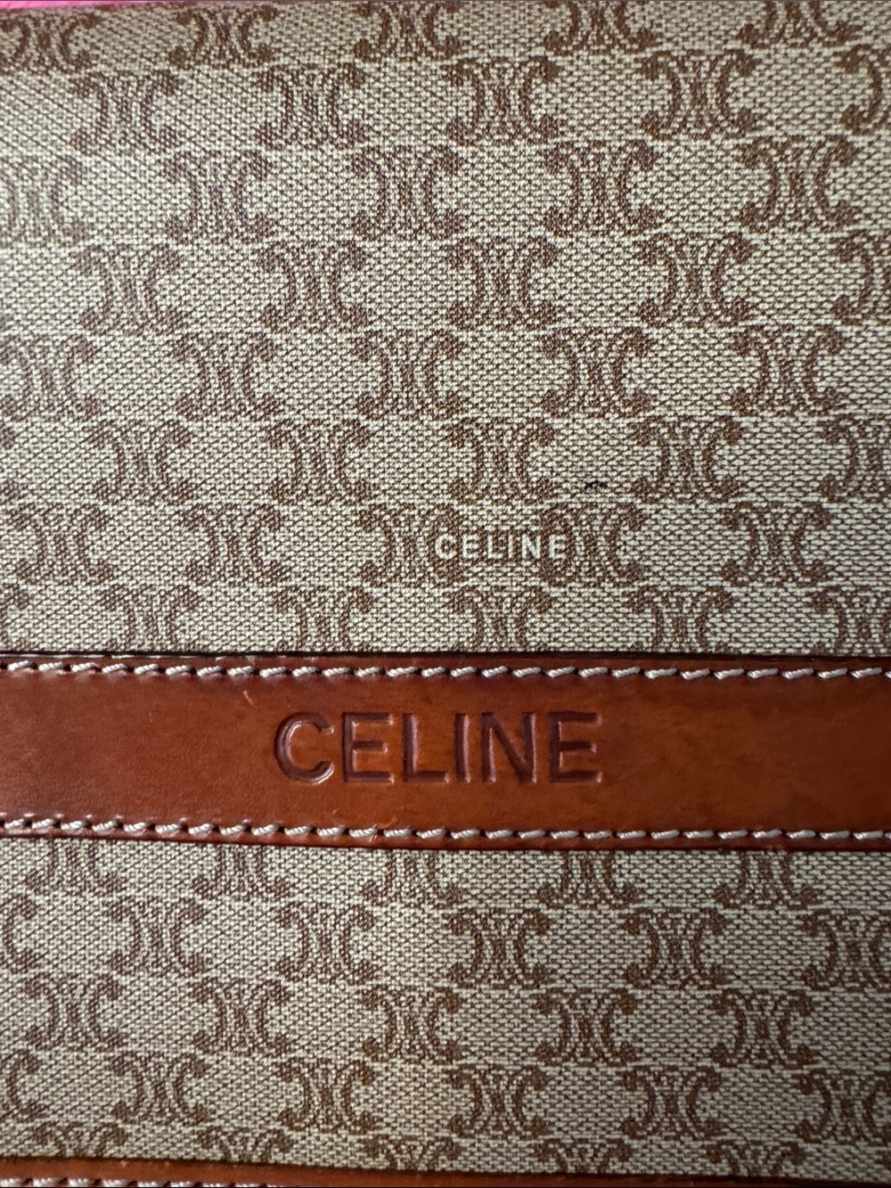 CELINE Macadam Triomphe Shoulder Bag Removable Strap, Logo Leather Band, Vintage - Picture 9 of 17